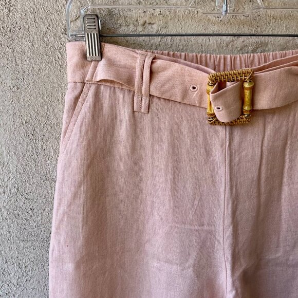 NEW Sigrid Olsen Linen Crop Pants Pink Size M - Picture 4 of 6